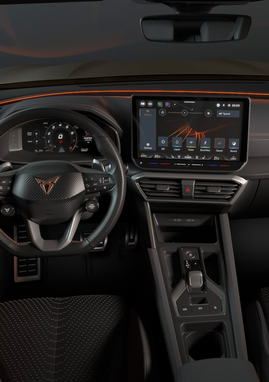 New CUPRA Formentor 2024 Edge equipment upgrade technology, ambient lighting and infotainment system. Keyless advanced, anti-theft system and a rear view camera.