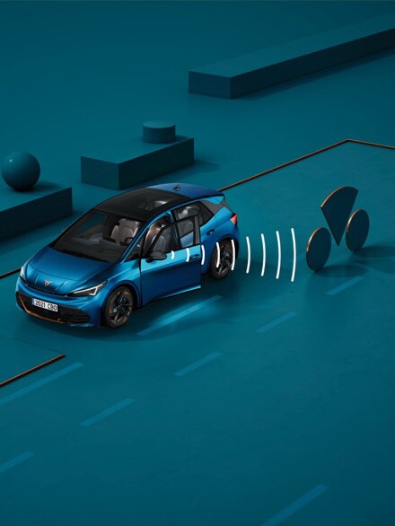 CUPRA Born Aurora blue colour with exit warning feature
